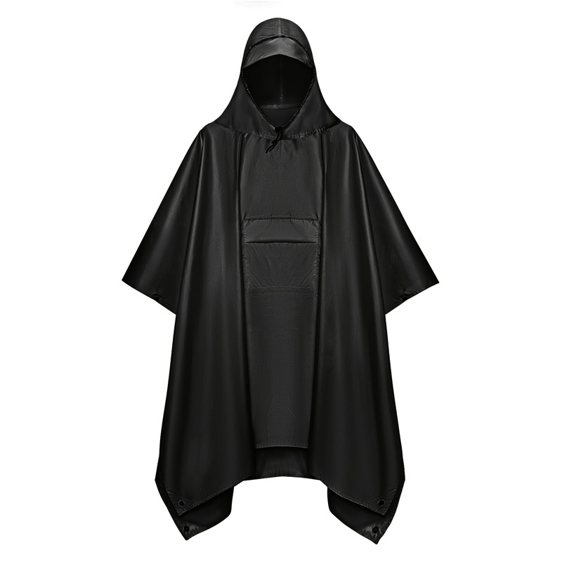 Camping Rain Poncho - 3 in 1 多機能タクティカルレインポンチョ 防水通気性 アウトドア