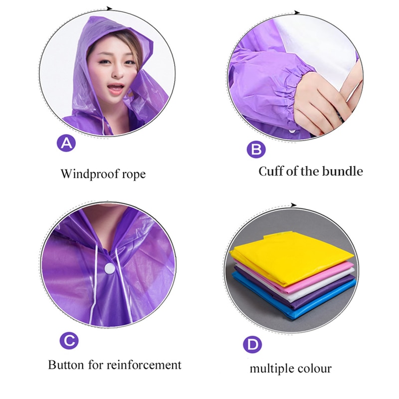 1枚入りフード付きレインコート 男女兼用 防水性 厚手 防水 - Camping Rain Poncho のレビューと価格