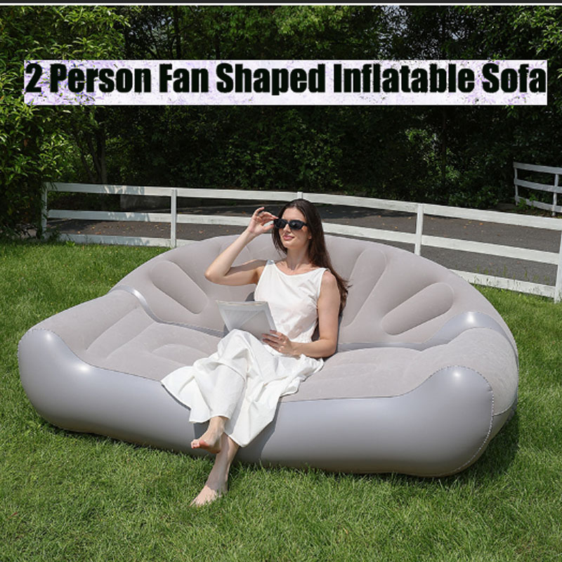 扇形型インフレータブルソファ 2人用フロッキングエアカウチ  - Bed Outdoor Camping のレビューと価格