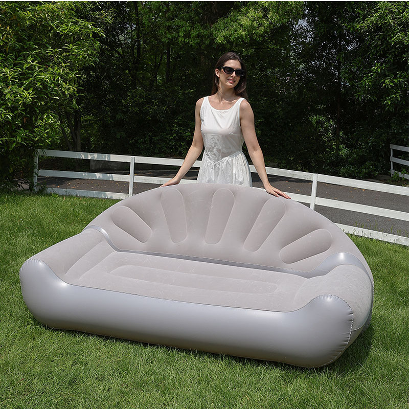 扇形型インフレータブルソファ 2人用フロッキングエアカウチ  - Bed Outdoor Camping のレビューと価格
