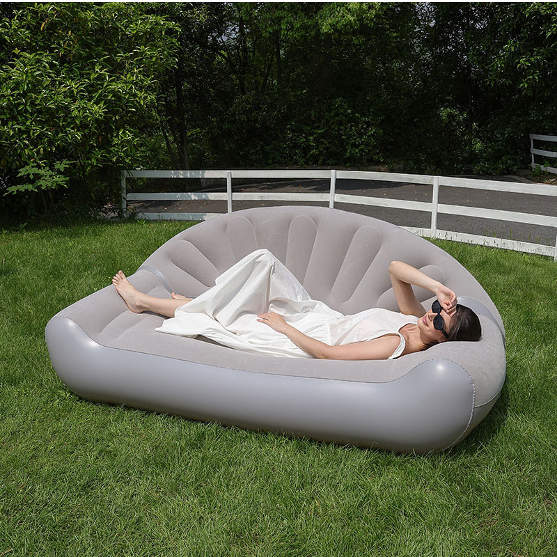 扇形型インフレータブルソファ 2人用フロッキングエアカウチ  - Bed Outdoor Camping のレビューと価格