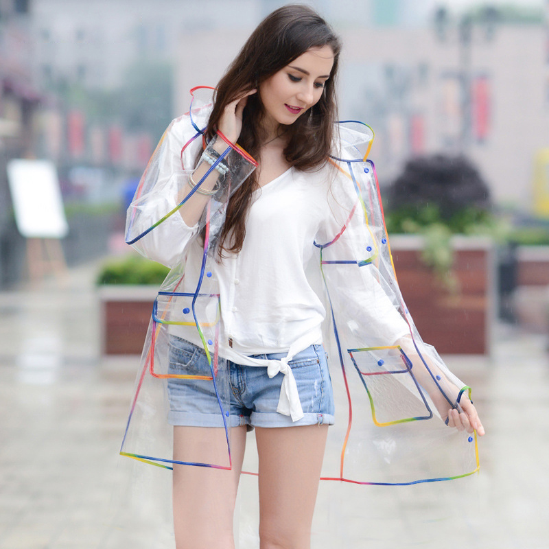 男性と女性のための透明なレインボーエッジジャケット,屋外レイ - Camping Rain Poncho のレビューと価格
