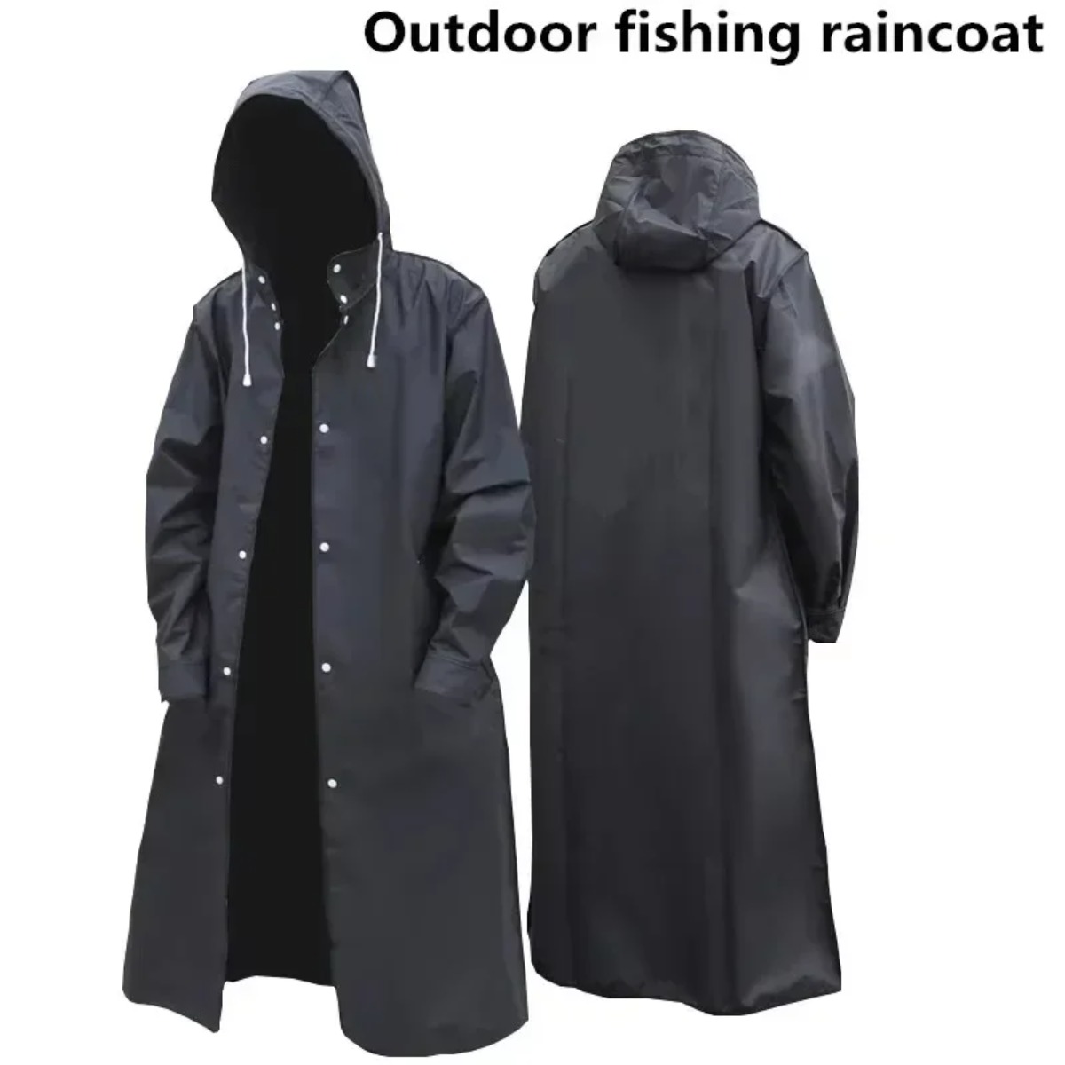 おしゃれな防水フード付きレインコート、ユニセックス、黒、厚手 - Camping Rain Poncho のレビューと価格