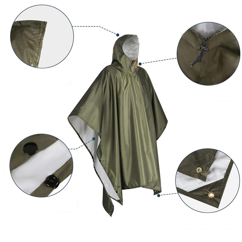 バックパッキング用ヘビーデューティレインポンチョ防水軽量大人 - Camping Rain Poncho のレビューと価格