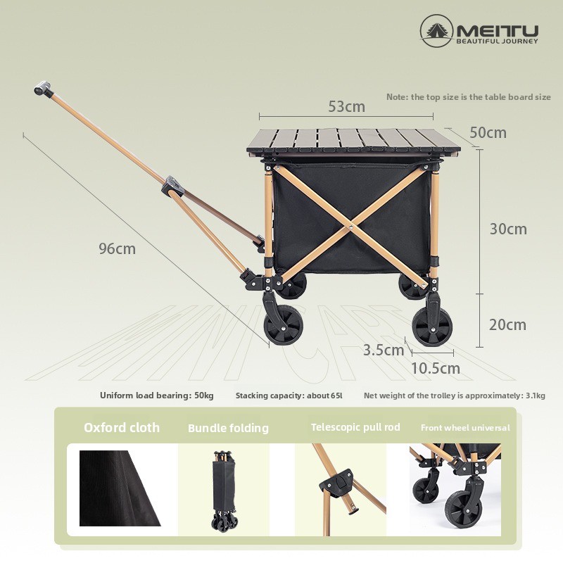 アウトドア折りたたみワゴン ポータブルキャンプカート 3秒で - Outdoor Camping Trolley のレビューと価格