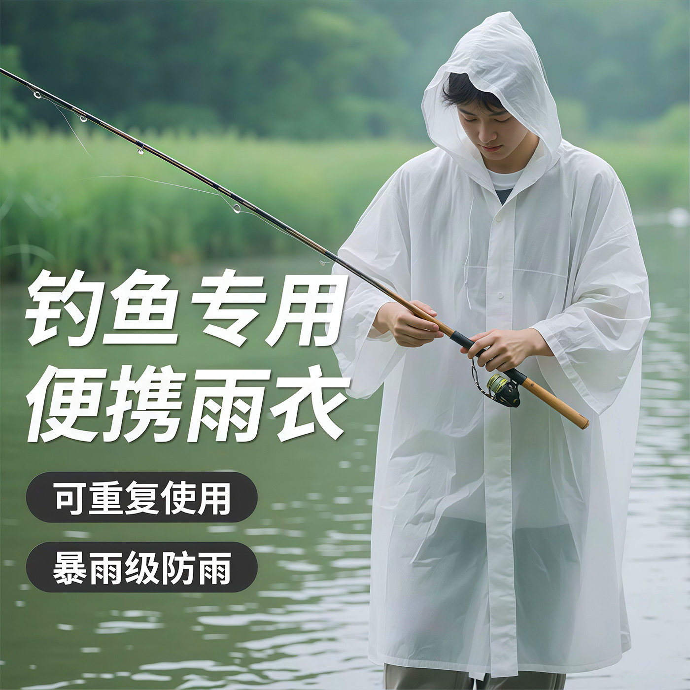 EVAレインコート 再利用可能 厚手 ロングレインポンチョ  - Camping Rain Poncho のレビューと価格
