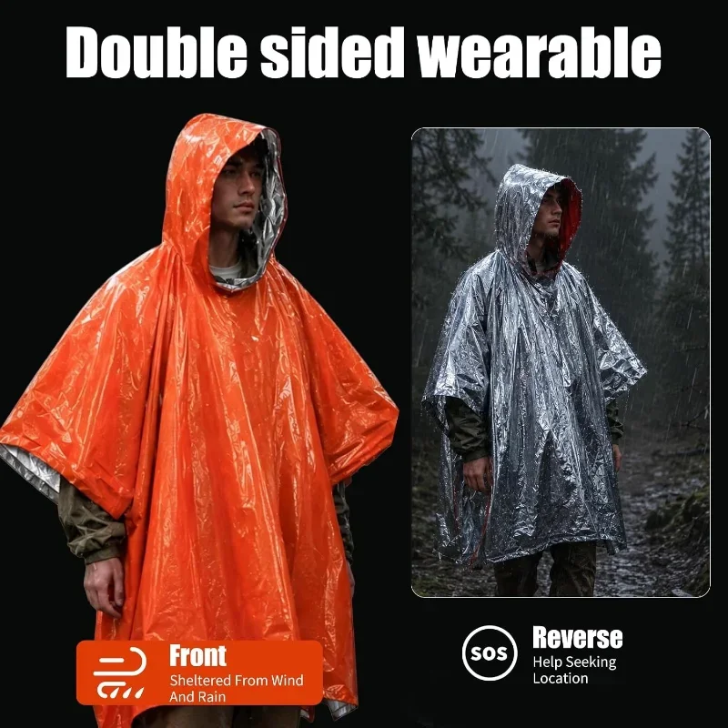フード付きの緊急用レインポンチョ。防水性・防寒性に優れ、アル - Camping Rain Poncho のレビューと価格