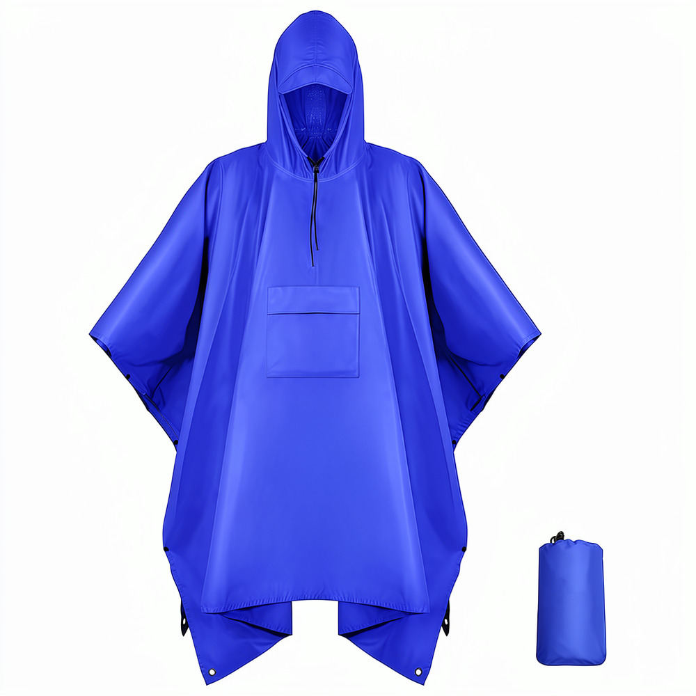 耐久性に優れた防水レインポンチョ。フード付きで、アウトドア、 - Camping Rain Poncho のレビューと価格