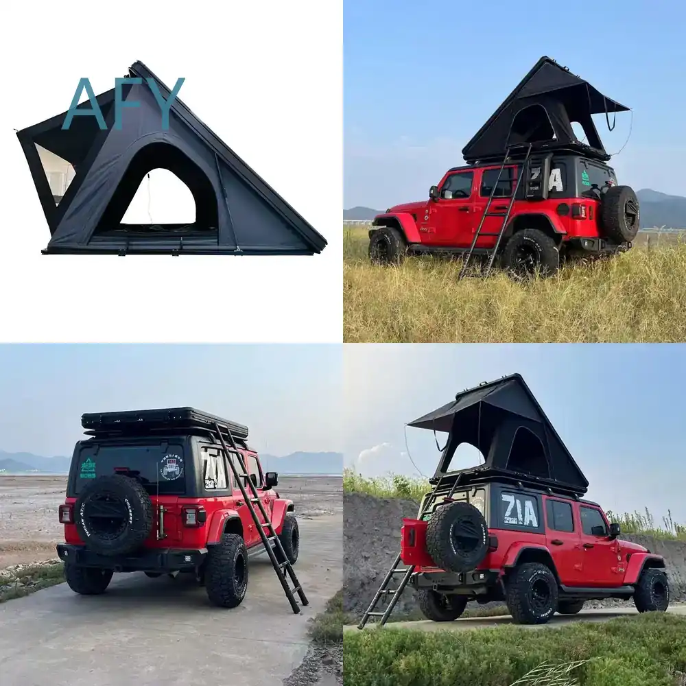 屋外用超薄型アルミ合金油圧式三角ルーフトップテント SUVト - Outdoor Camping Van Tent のレビューと価格